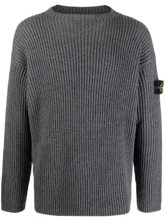 Stone Island Compass-patch ribbed-knit Jumper - Farfetch