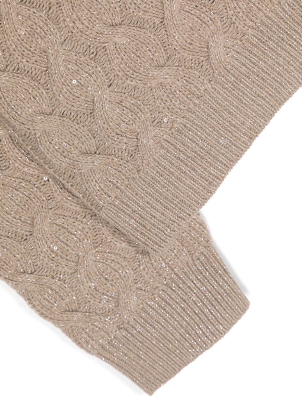 Shop Brunello Cucinelli Sequin-embellished Cable-knit Jumper In Neutrals