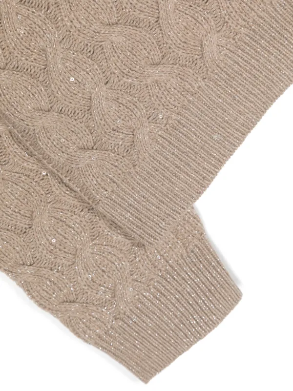 Brunello Cucinelli Kids スパンコール ケーブルニット プルオーバー