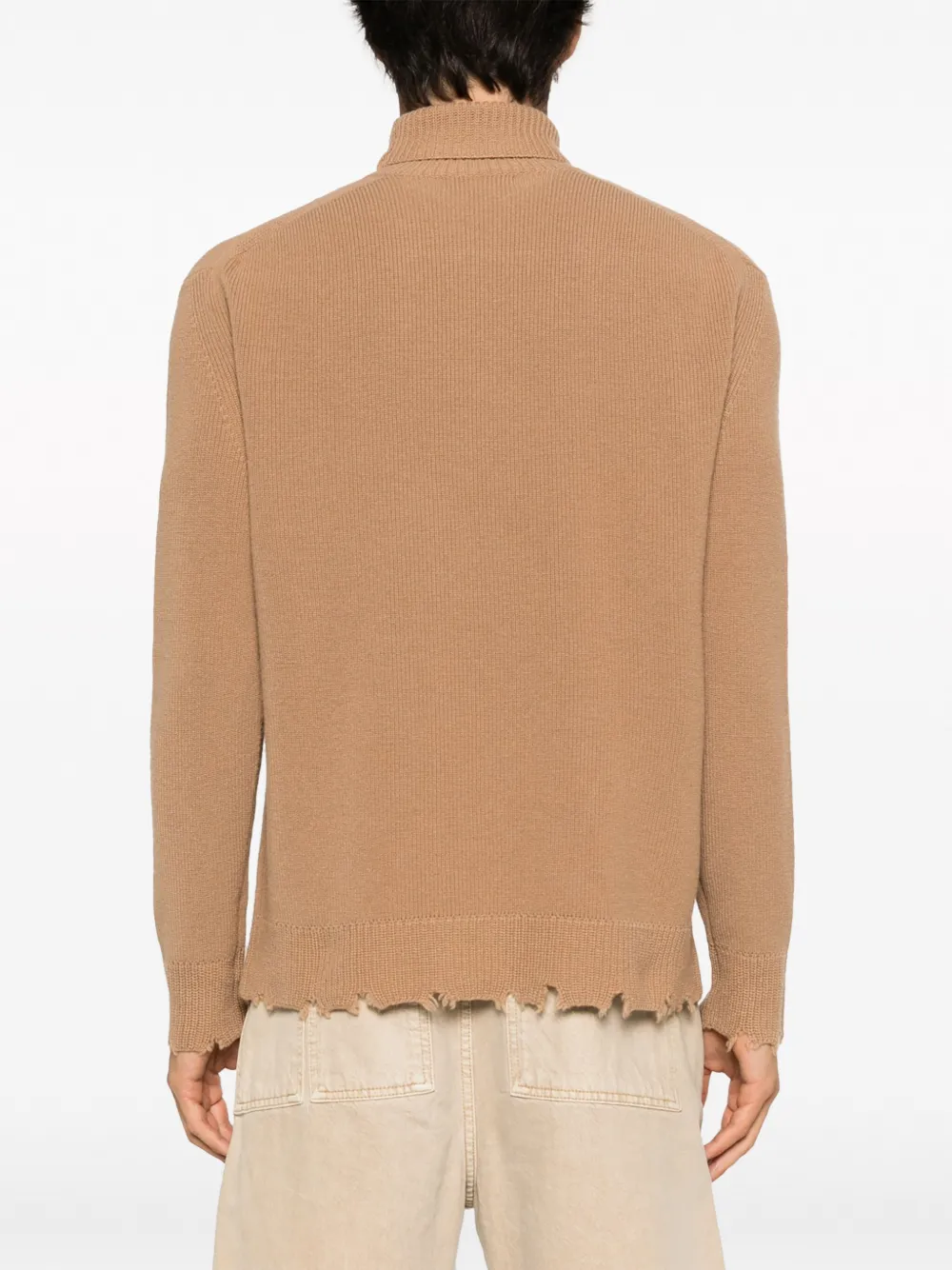 Shop Laneus Ripped Wool Sweatshirt In Brown