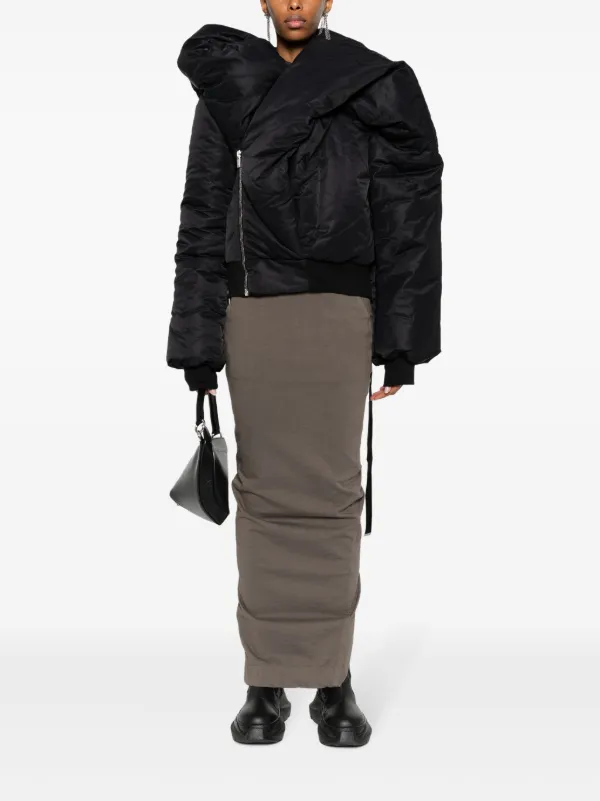 Rick Owens DRKSHDW Doll Asymmetric Padded Bomber Jacket | Black