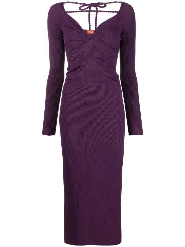 Altuzarra Cut-out Long-sleeve Maxi Dress in Purple