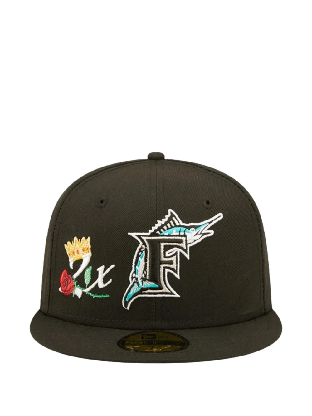 NEW ERA CAP 59Fifty crown rose-embroidered cap Zwart
