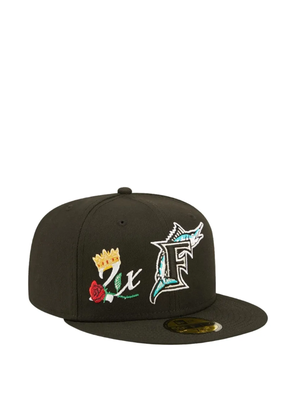 NEW ERA CAP 59Fifty crown rose-embroidered cap Zwart