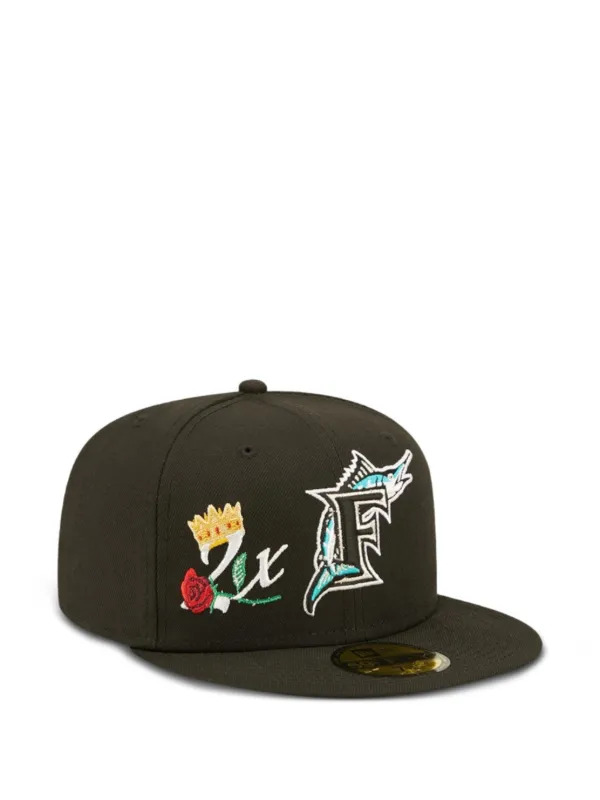 【極美品】SEE SEE × NEW ERA 9FIFTYRETRO CROWN NEW ERA CAP 59Fifty Crown rose-embroidered Cap | Black | FARFETCH IN