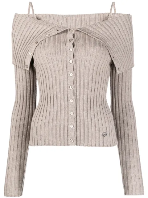 Blumarine off-shoulder wool cardigan 