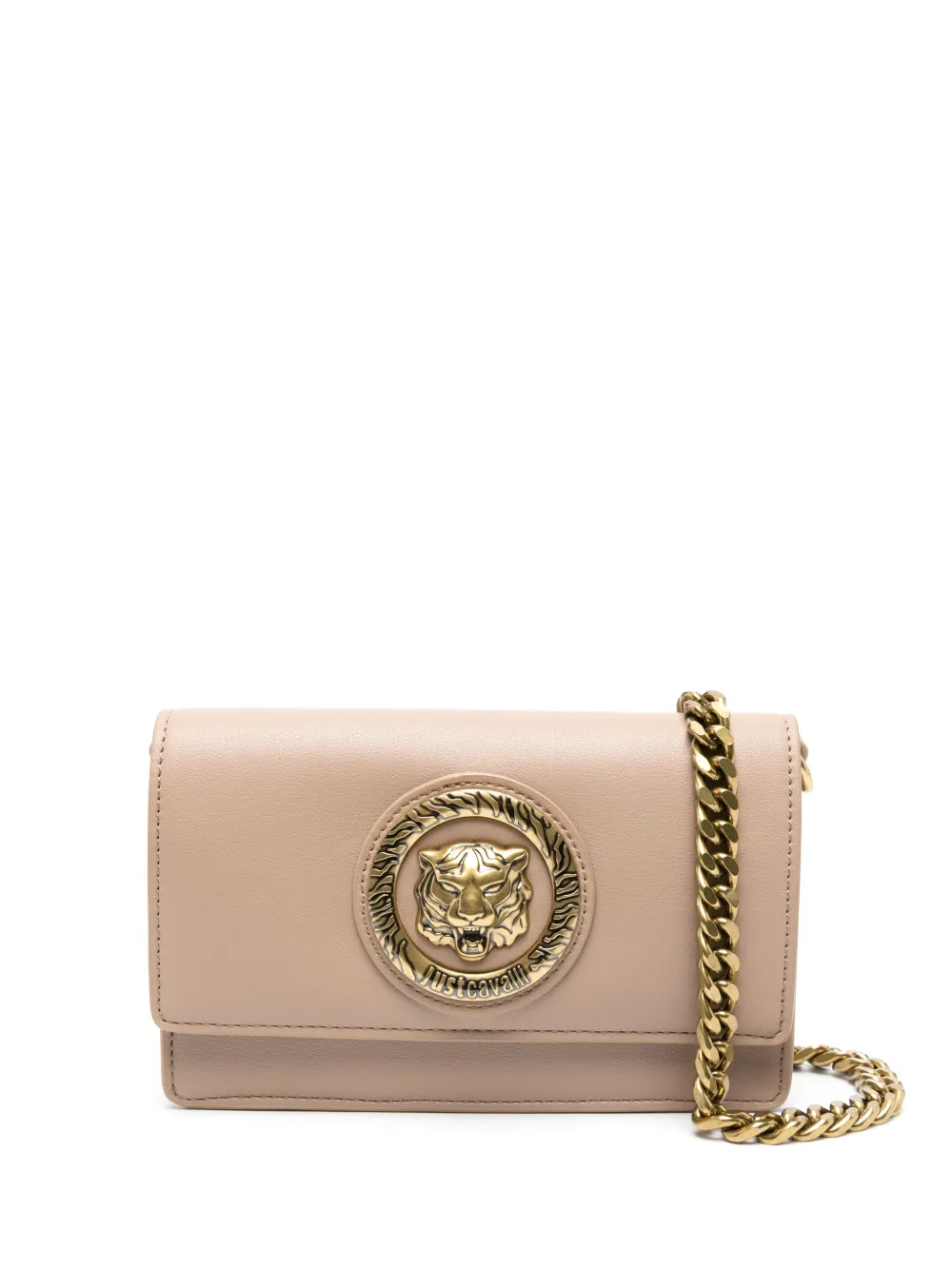 Just Cavalli Tiger Head crossbodytas van imitatieleer Beige