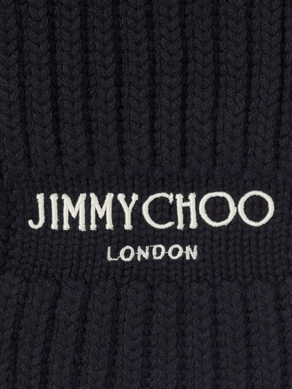 Shop Jimmy Choo Logo-embroidered Chunky-knit Scarf In Black