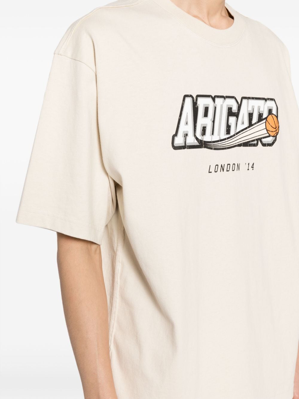 Shop Axel Arigato Score Logo-print T-shirt In Neutrals