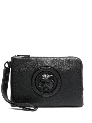 Just Cavalli Tiger Head plaque Clutch Bag Farfetch