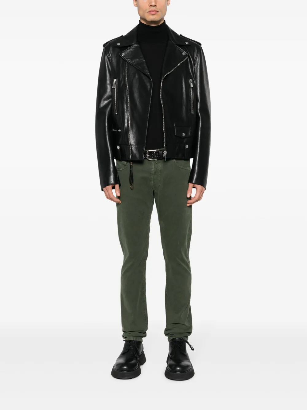 Incotex keyring-attachment cotton trousers - Groen