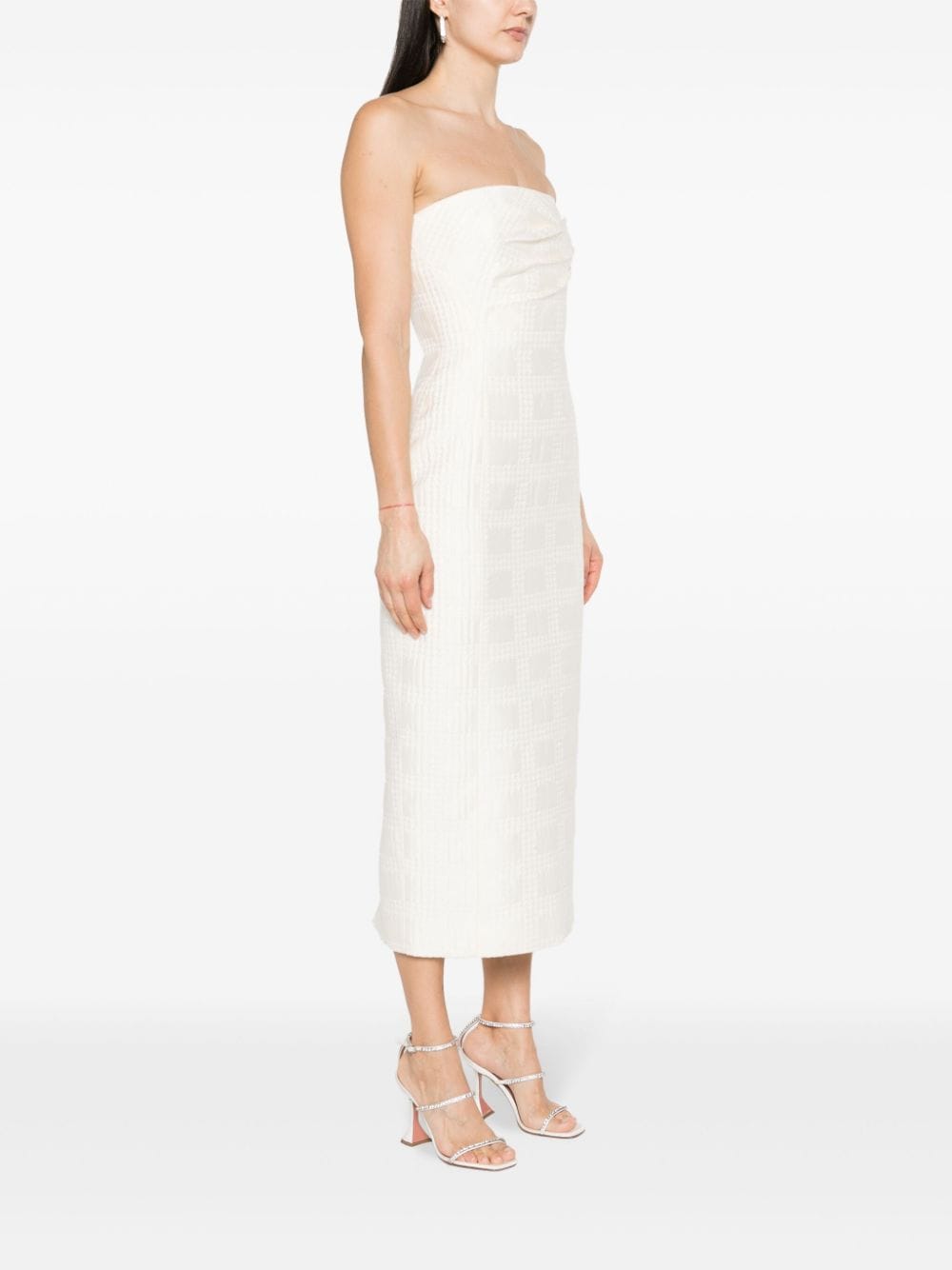 Shop Emilia Wickstead Lowre Tweed Midi Dress In White