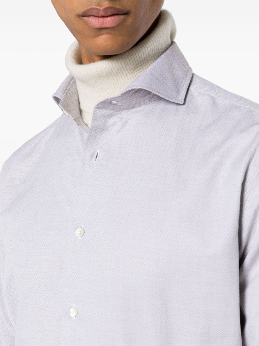 Shop Canali Abstract-print Cotton Shirt In Grey