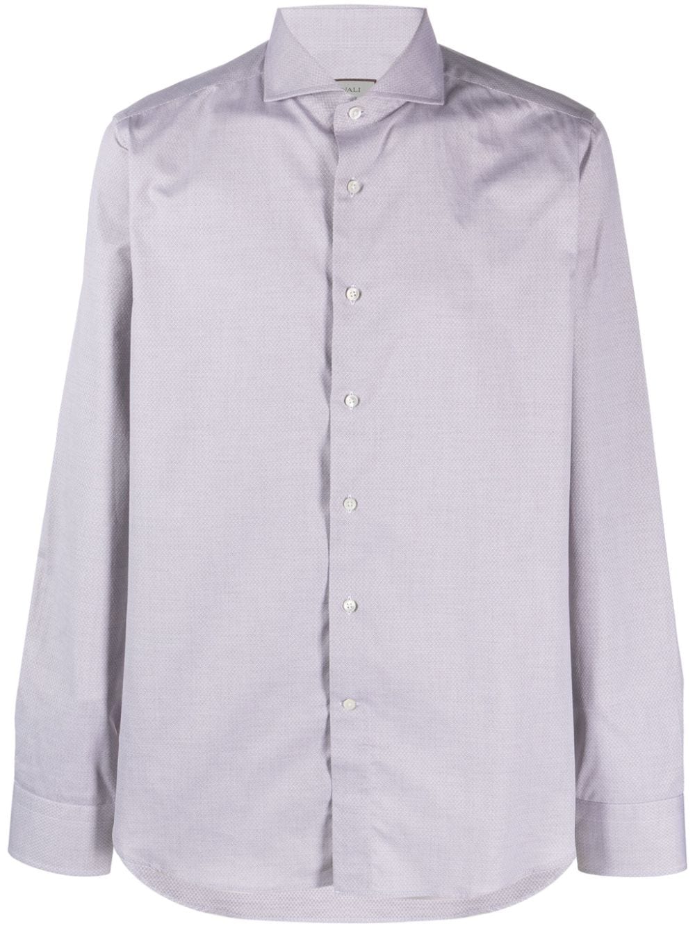 Canali Micro-dot Print Cotton Shirt In Grey