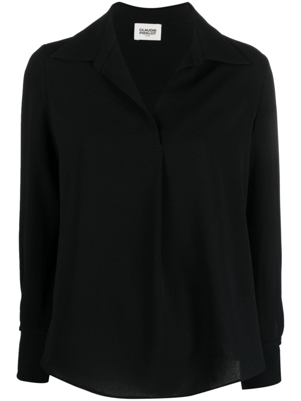 Claudie Pierlot Spread-collar Long-sleeve Blouse In Black