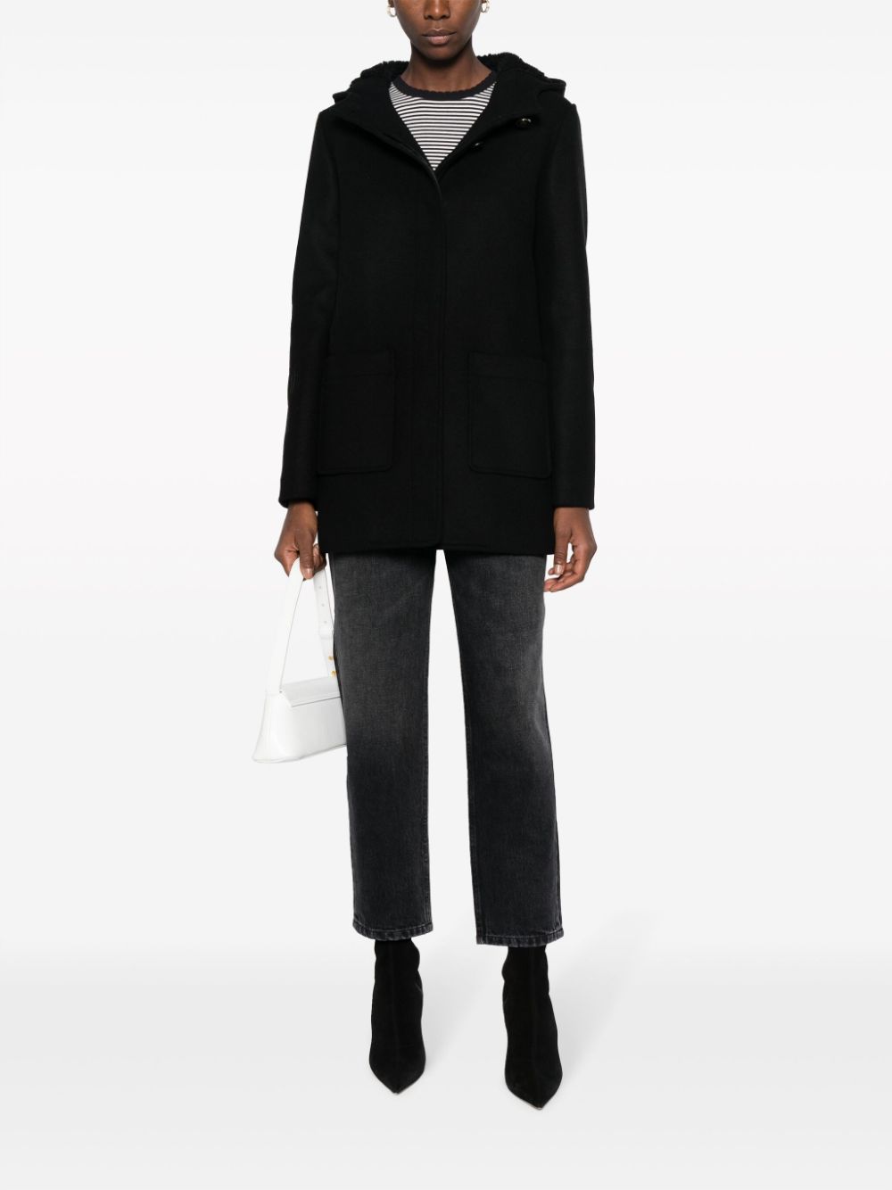 Shop Claudie Pierlot Hooded Coat In Schwarz