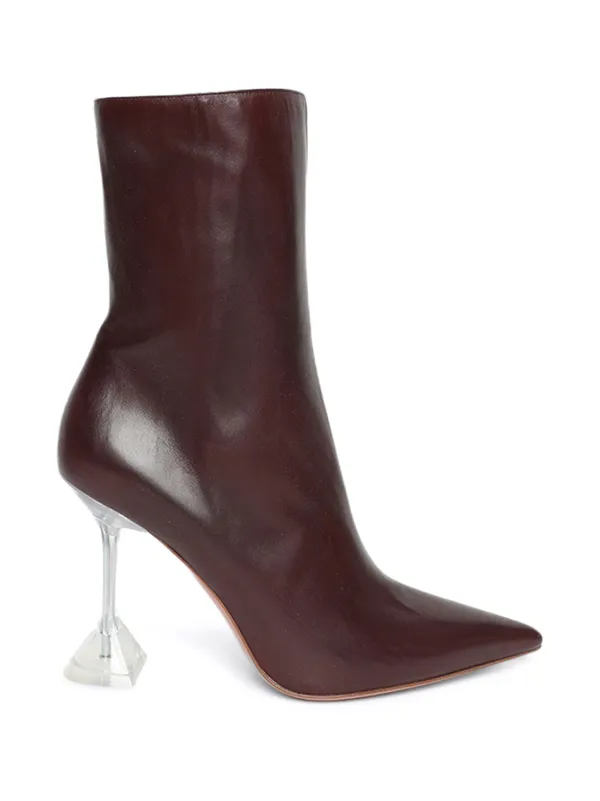 Amina Muaddi Giorgia 95mm Leather Boots Brown FARFETCH BH