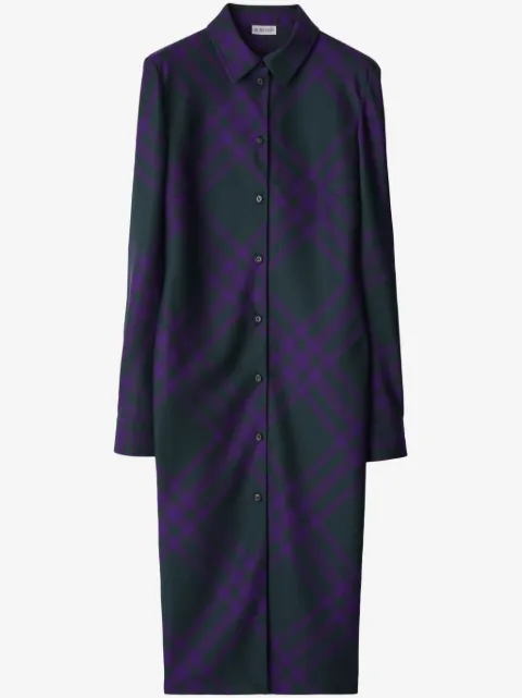 Burberry robe-chemise ceinturée à carreaux