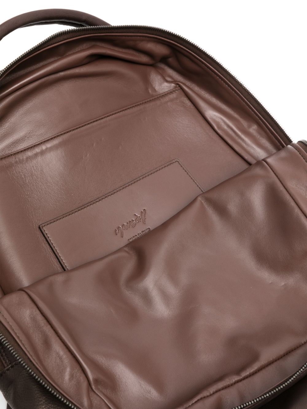 Shop Marsèll Scomparto Logo-stamp Leather Backpack In Brown