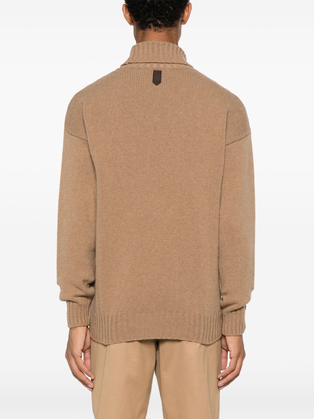 Shop Canali Roll-neck Knitted Jumper In Neutrals