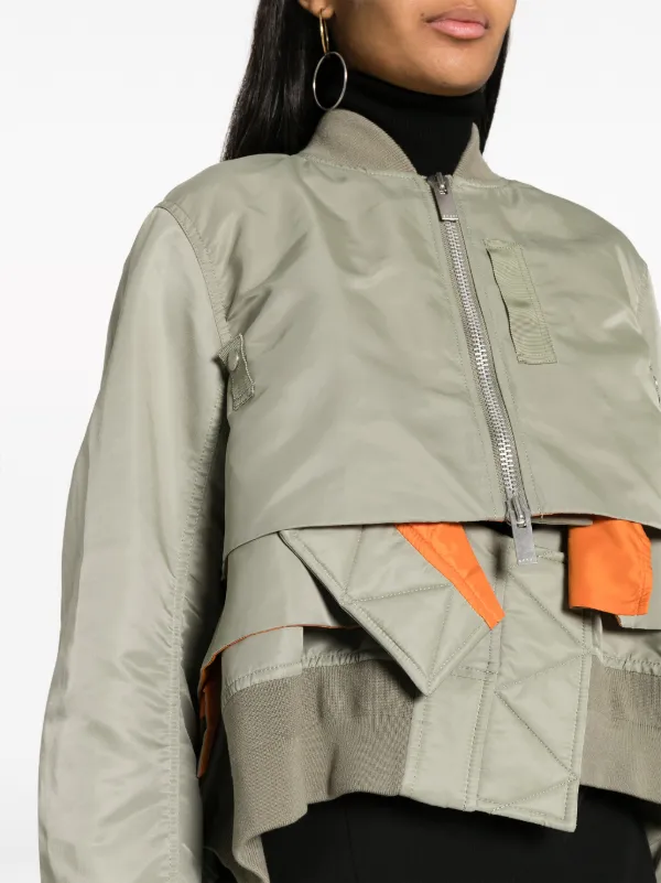 Sacai Layered zip-up Bomber Jacket - Farfetch