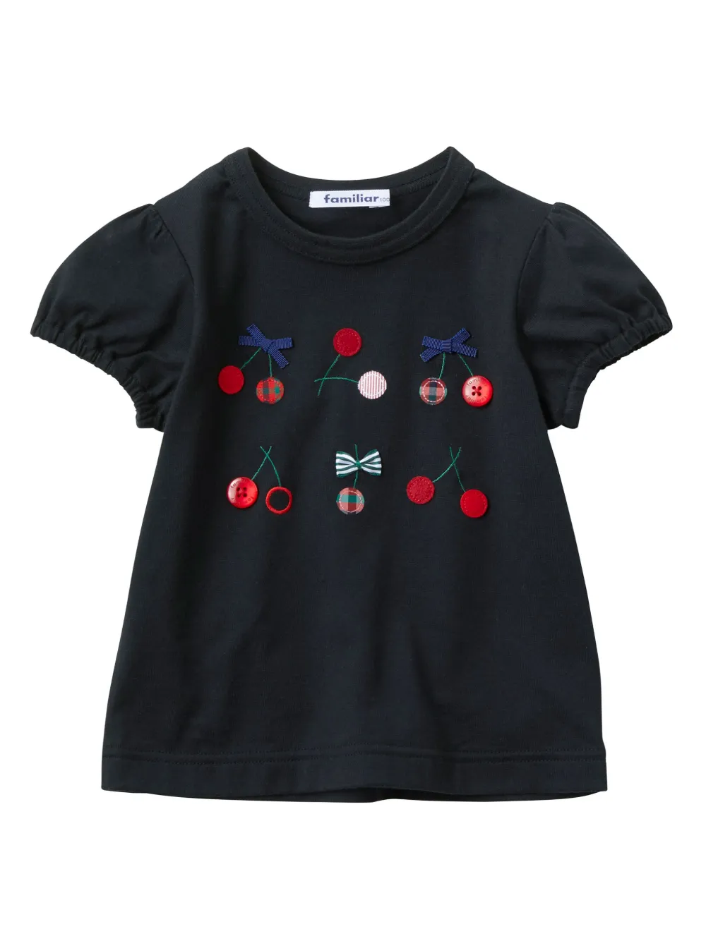 Familiar Kids' Cherry-appliqué Cotton T-shirt In Black