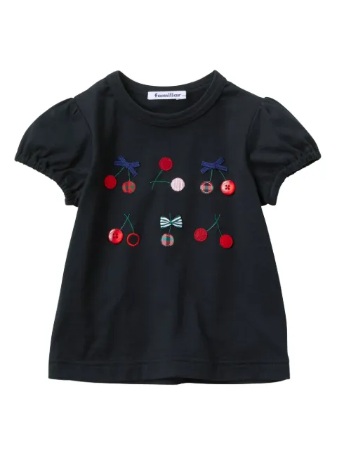 familiar cherry-appliqué cotton T-shirt