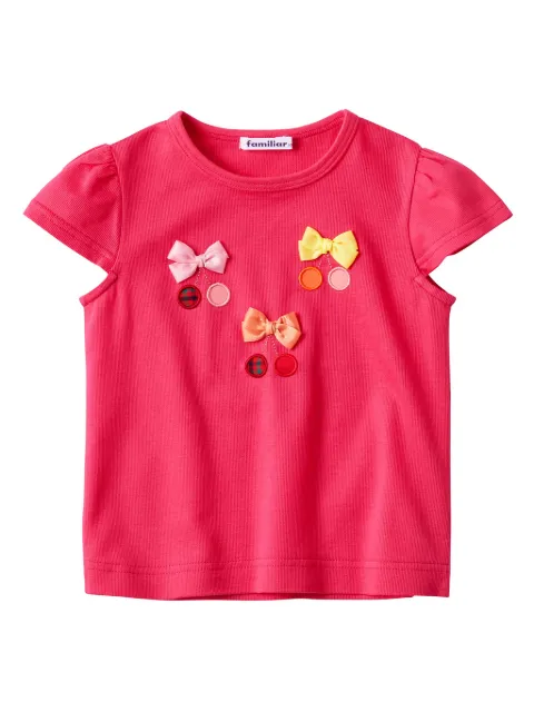 familiar bow-appliqué cotton T-shirt