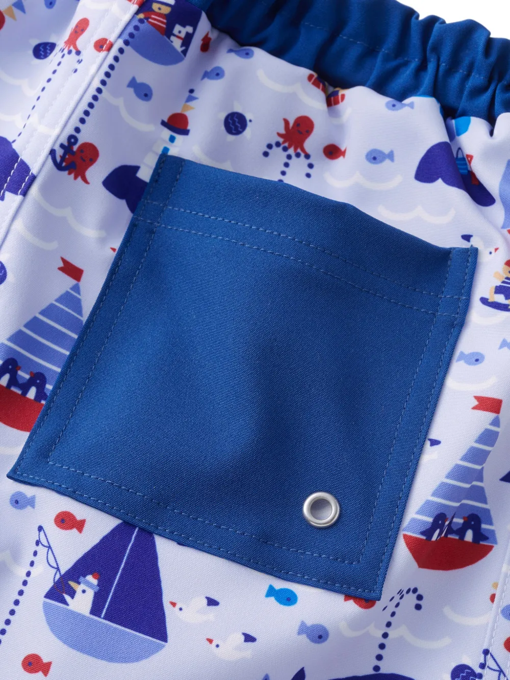 familiar Zwembroek met elastische tailleband en print Wit