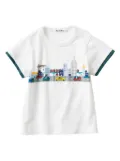 familiar cartoon-print cotton T-shirt - White