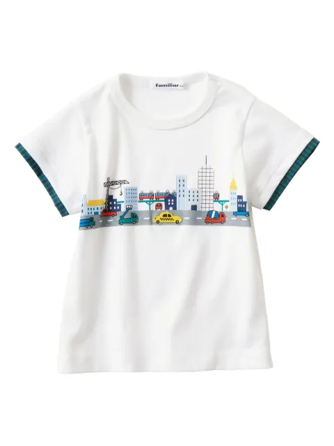 Familiar cartoon-print cotton T-shirt