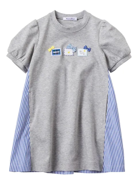 familiar patch-detail cotton dress