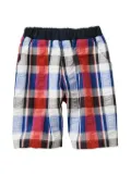 familiar check-pattern cotton shorts - Red