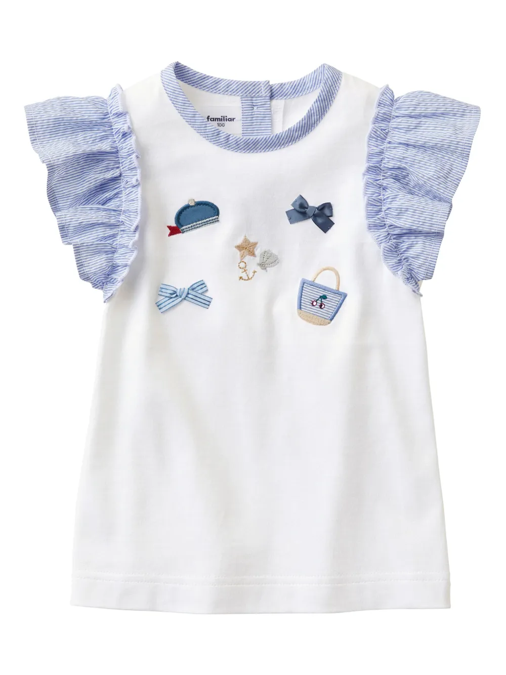 Familiar Kids' Ruffle-trim Cotton T-shirt In White