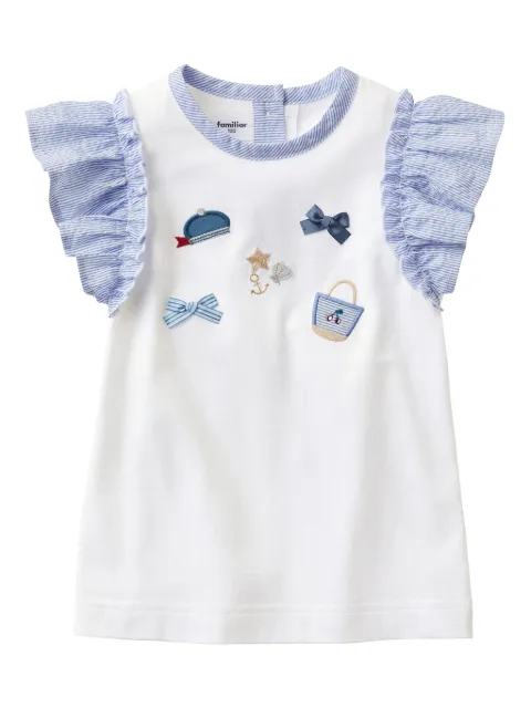 familiar ruffle-trim cotton T-shirt