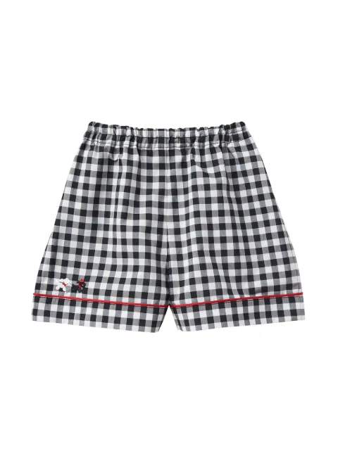 familiar motif-embroidered gingham trousers