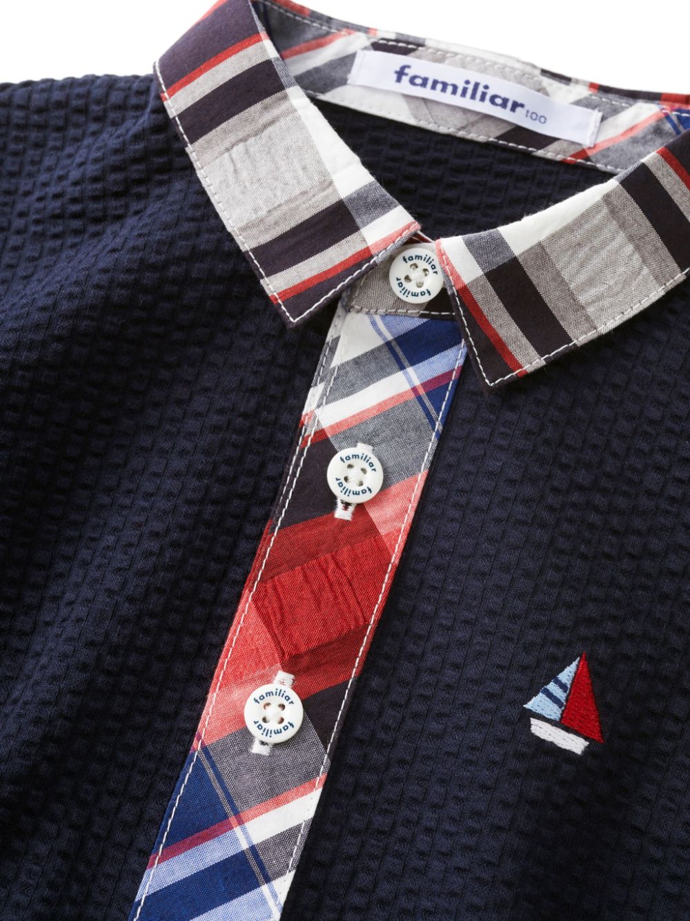 Shop Familiar Contrasting-collar Cotton Polo Collar In Blue