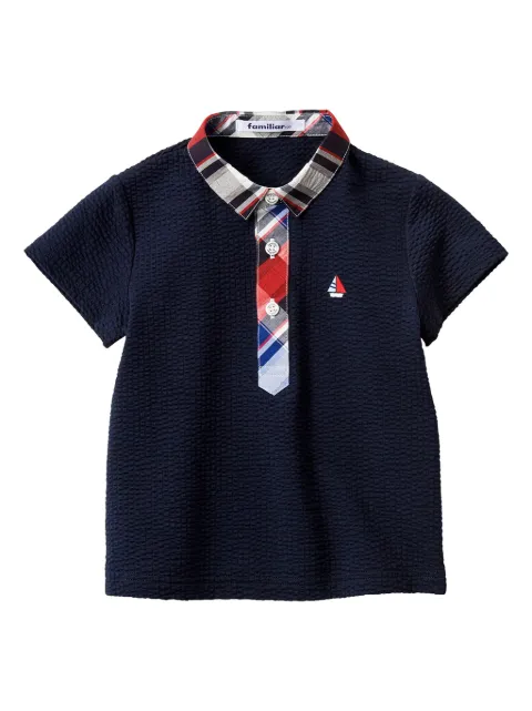 familiar polo en coton à col contrastant