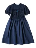 familiar smocked cotton midi dress - Blue