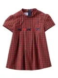 familiar checked cotton dress - Red