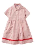 familiar short-sleeve cotton dress - Red