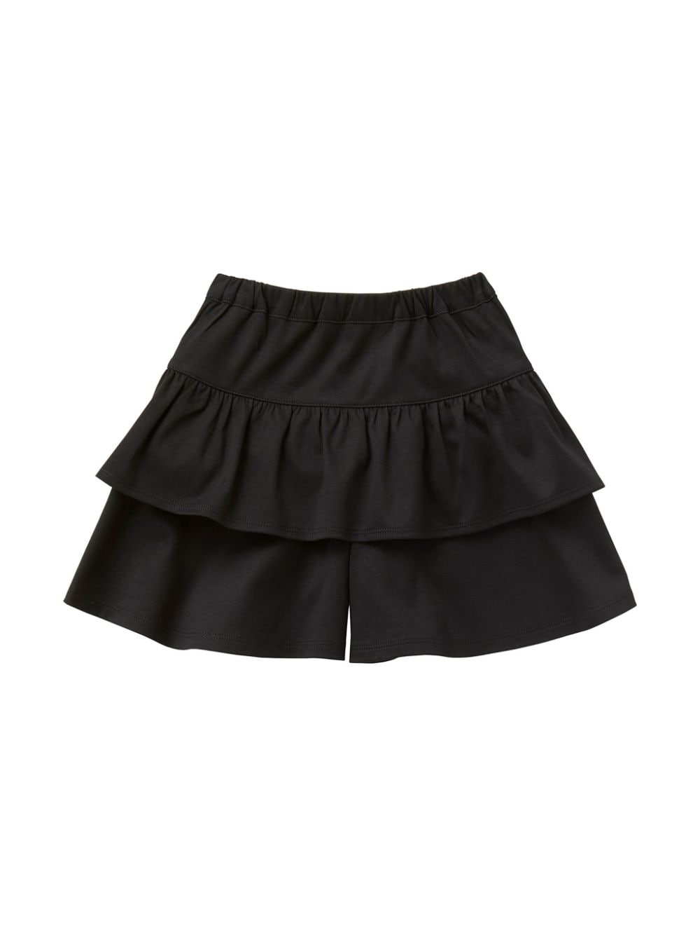 Shop Familiar Ruffled Cotton Shorts In Black