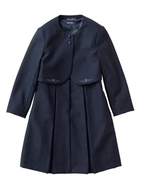 familiar embroidered pleated wool dress