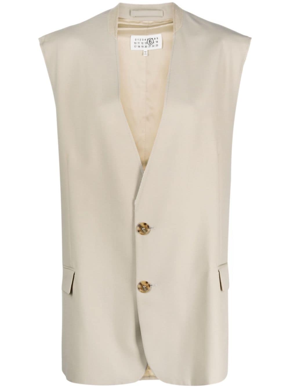 Shop Mm6 Maison Margiela Single-breasted Tailored Vest In Neutrals