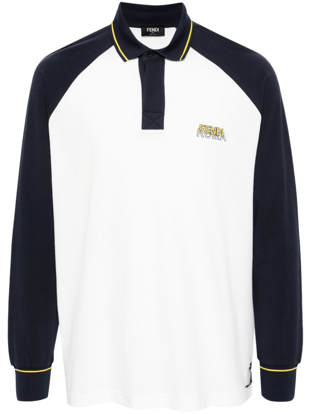 Fendi Stripe-detail Polo Shirt In White