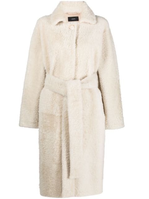 JOSEPH belted shearling coat