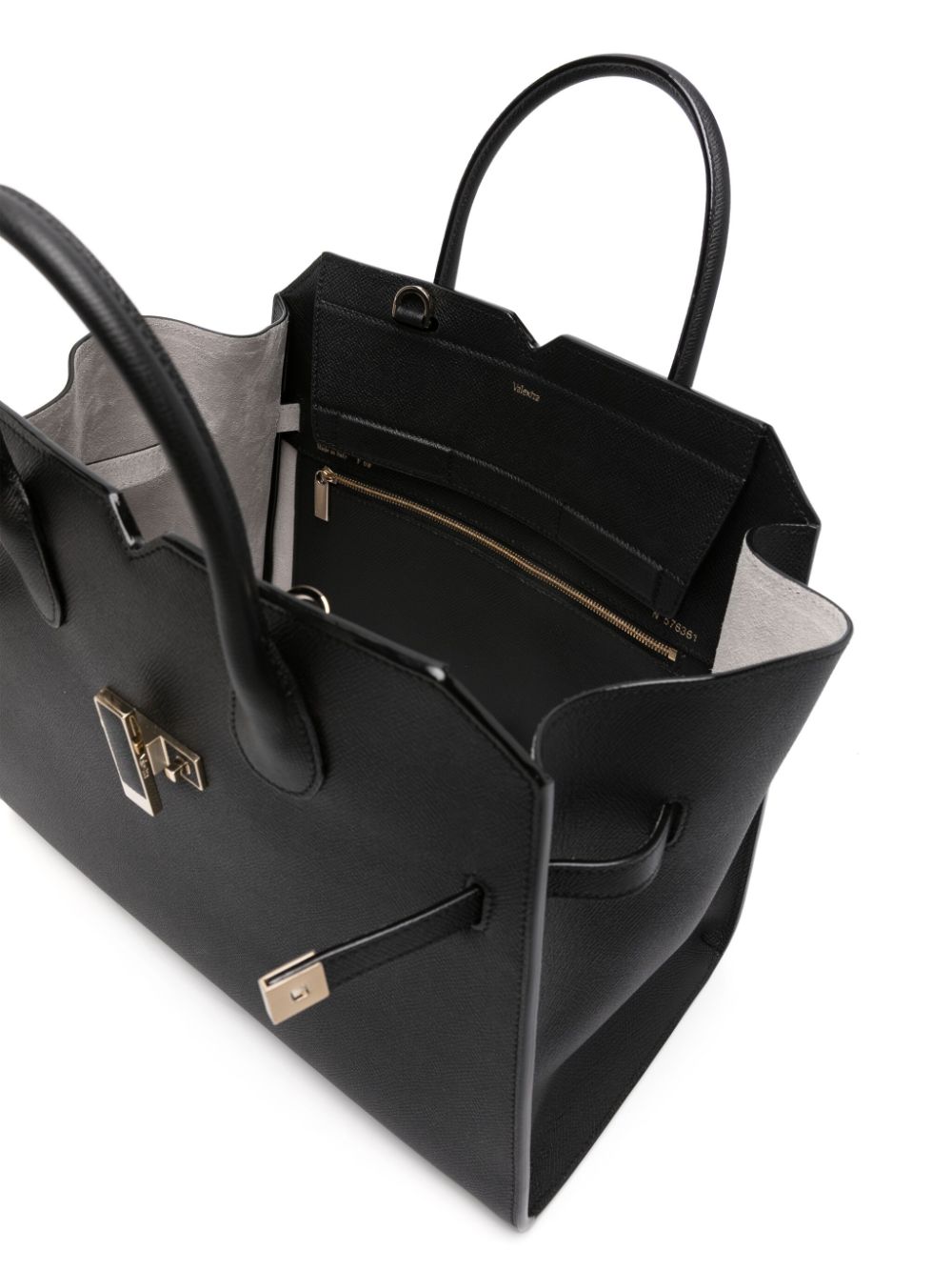 Shop Valextra Medium Milano Leather Tote Bag In Black