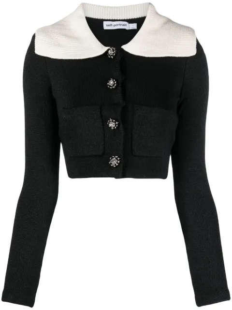 Self-Portrait cropped knitted cardigan