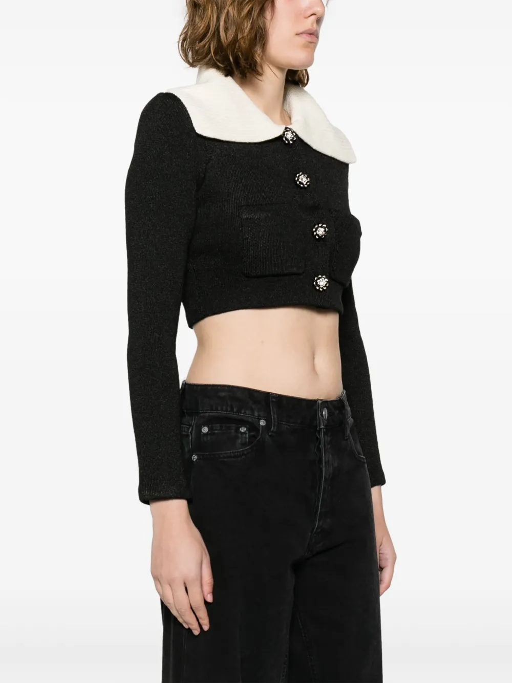 SELF-PORTRAIT CROPPED KNITTED CARDIGAN 
