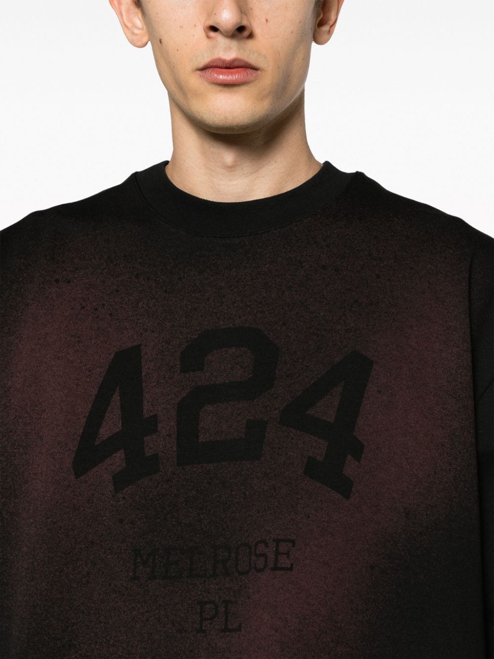 Shop 424 Logo-print Faded Cotton T-shirt In Black